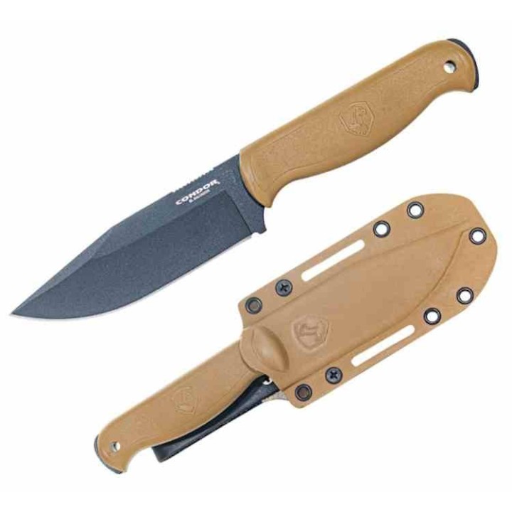 Couteau Condor Fighter Tan Lame Acier Carbone 1075 Manche ABS Etui Zytel Made El Salvador CTK183149HC - Livraison Gratuite