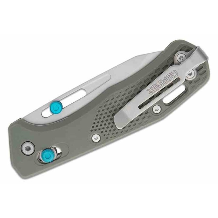 Couteau Gerber Assert Green/Blue Crossbar Lock Lame Acier S30V Clip Point Manche Polymere Made USA G1920 - Livraison Gratuite