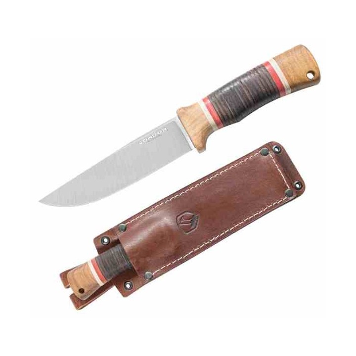 Couteau Condor Country Backroads Lame Acier Carbone 1075 Manche Bois Etui Cuir Made Salvador CTK284655HC - Livraison Gratuite