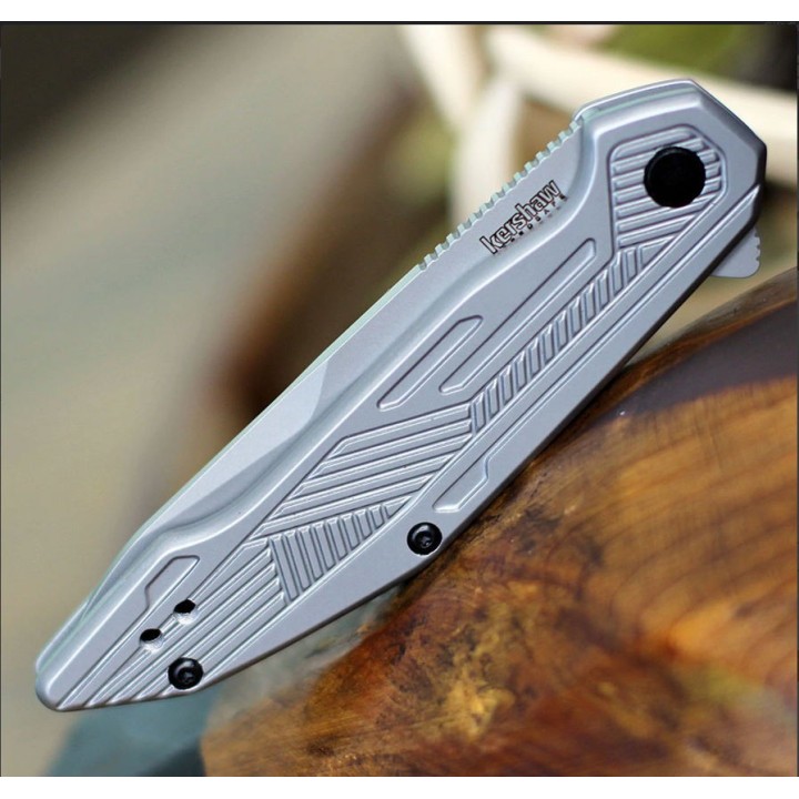 Couteau Kershaw Terran A/O Lame Acier 8Cr13MoV Manche Acier Framelock Clip KS2080 - Livraison Gratuite