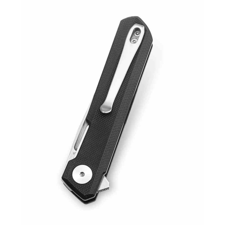 Couteau Bestechman Mini Dundee Black Lame Acier D2 SW Manche G10 Linerlock Clip BTKMK03A - Livraison Gratuite