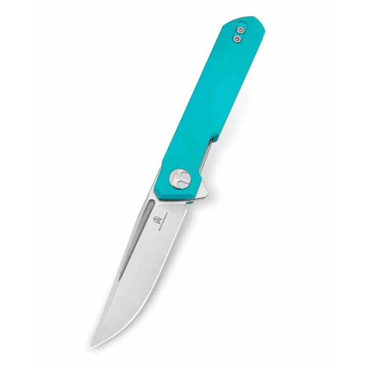 Couteau Bestechman Mini Dundee Tiffany Blue Lame Acier D2 SW Manche G10 IKBS Linerlock Clip BTKMK03C - Livraison Gratuite