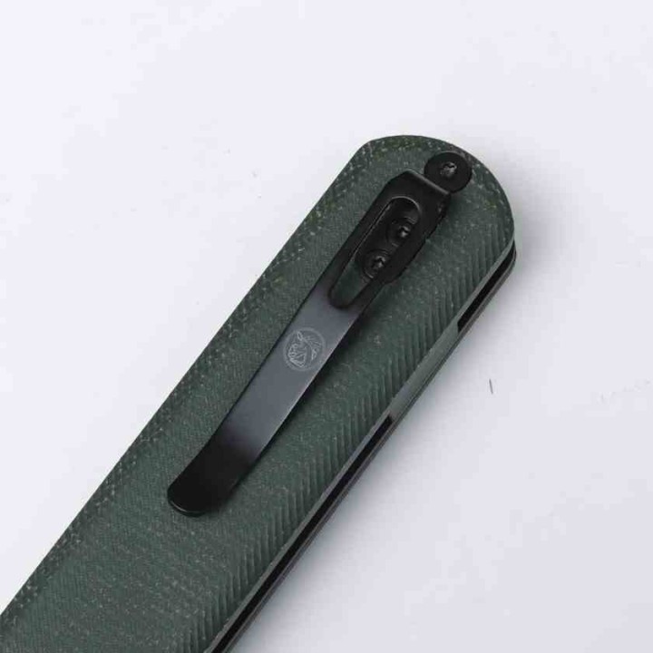 Couteau Vosteed Corgi Green Lame Acier 14C28N Blackwash Manche Micarta IKBS Trek Lock Clip VOSCGSVM1 - Livraison Gratuite