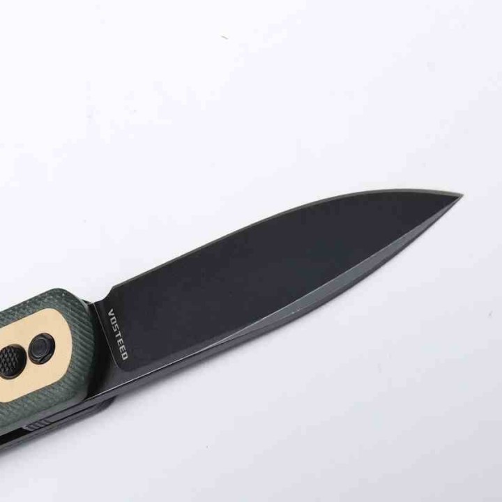 Couteau Vosteed Corgi Green Lame Acier 14C28N Blackwash Manche Micarta IKBS Trek Lock Clip VOSCGSVM1 - Livraison Gratuite