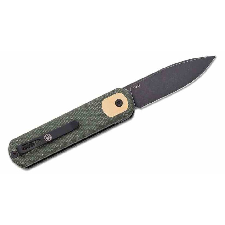 Couteau Vosteed Corgi Green Lame Acier 14C28N Blackwash Manche Micarta IKBS Trek Lock Clip VOSCGSVM1 - Livraison Gratuite