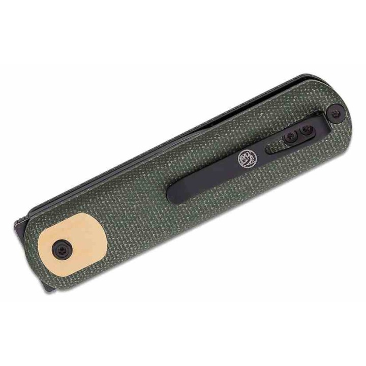 Couteau Vosteed Corgi Green Lame Acier 14C28N Blackwash Manche Micarta IKBS Trek Lock Clip VOSCGSVM1 - Livraison Gratuite