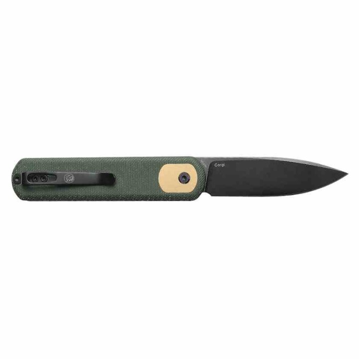 Couteau Vosteed Corgi Green Lame Acier 14C28N Blackwash Manche Micarta IKBS Trek Lock Clip VOSCGSVM1 - Livraison Gratuite