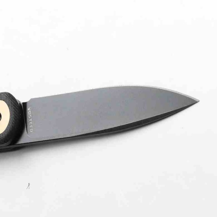Couteau Vosteed Corgi Black Lame Acier 14C28N Blackwash Manche Micarta IKBS Trek Lock Clip VOSCGVPMK - Livraison Gratuite