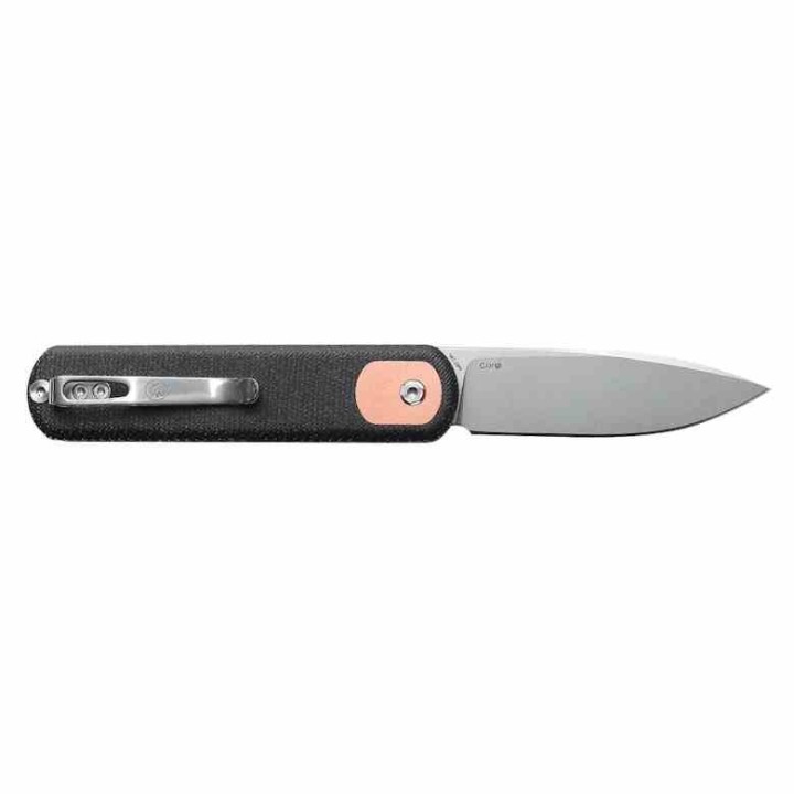Couteau Vosteed Corgi Black Lame Acier 14C28N Stonewash Manche Micarta IKBS Trek Lock Clip VOSCGSVM2 - Livraison Gratuite