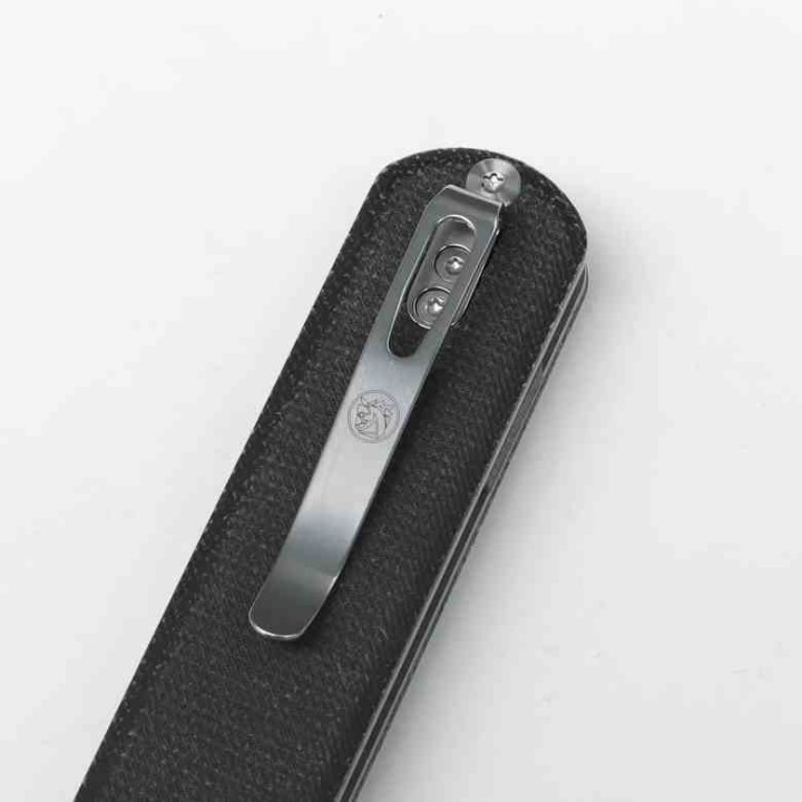 Couteau Vosteed Corgi Black Lame Acier 14C28N Stonewash Manche Micarta IKBS Trek Lock Clip VOSCGSVM2 - Livraison Gratuite