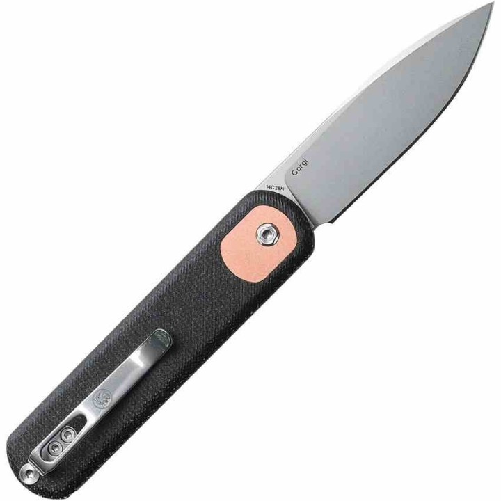 Couteau Vosteed Corgi Black Lame Acier 14C28N Stonewash Manche Micarta IKBS Trek Lock Clip VOSCGSVM2 - Livraison Gratuite