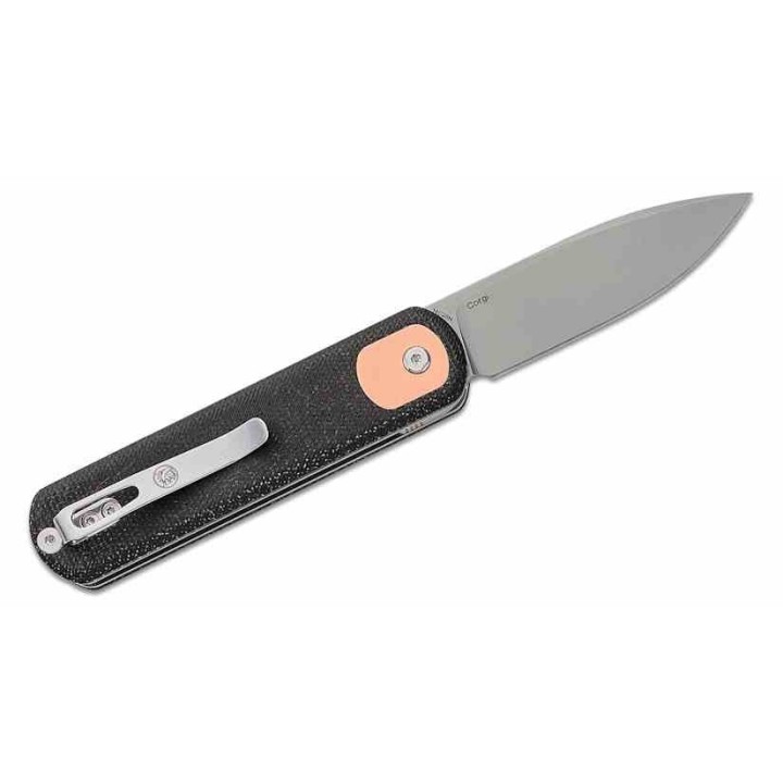 Couteau Vosteed Corgi Black Lame Acier 14C28N Stonewash Manche Micarta IKBS Trek Lock Clip VOSCGSVM2 - Livraison Gratuite
