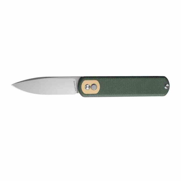Couteau Vosteed Corgi Green Lame Acier 14C28N Stonewash Manche Micarta IKBS Trek Lock Clip VOSCGSVM3 - Livraison Gratuite