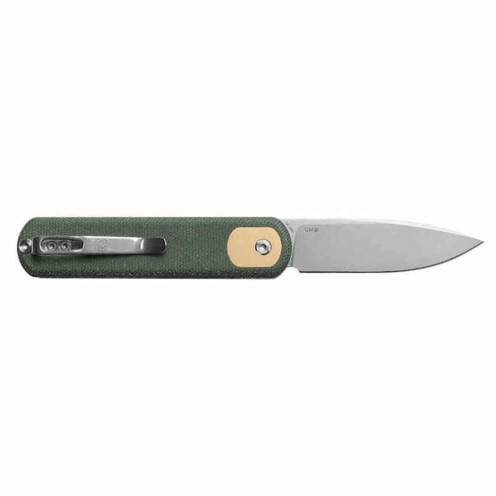 Couteau Vosteed Corgi Green Lame Acier 14C28N Stonewash Manche Micarta IKBS Trek Lock Clip VOSCGSVM3 - Livraison Gratuite
