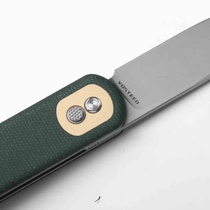 Couteau Vosteed Corgi Green Lame Acier 14C28N Stonewash Manche Micarta IKBS Trek Lock Clip VOSCGSVM3 - Livraison Gratuite