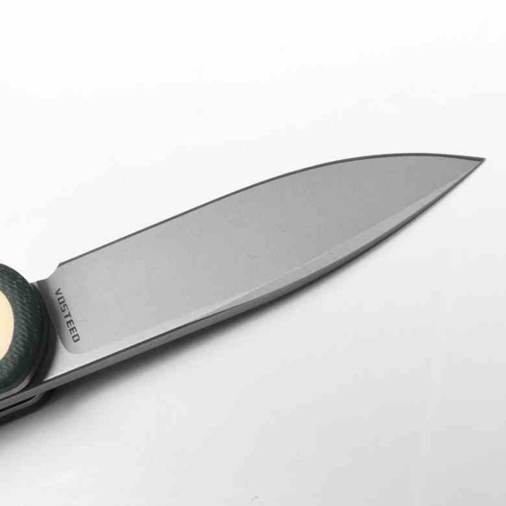 Couteau Vosteed Corgi Green Lame Acier 14C28N Stonewash Manche Micarta IKBS Trek Lock Clip VOSCGSVM3 - Livraison Gratuite