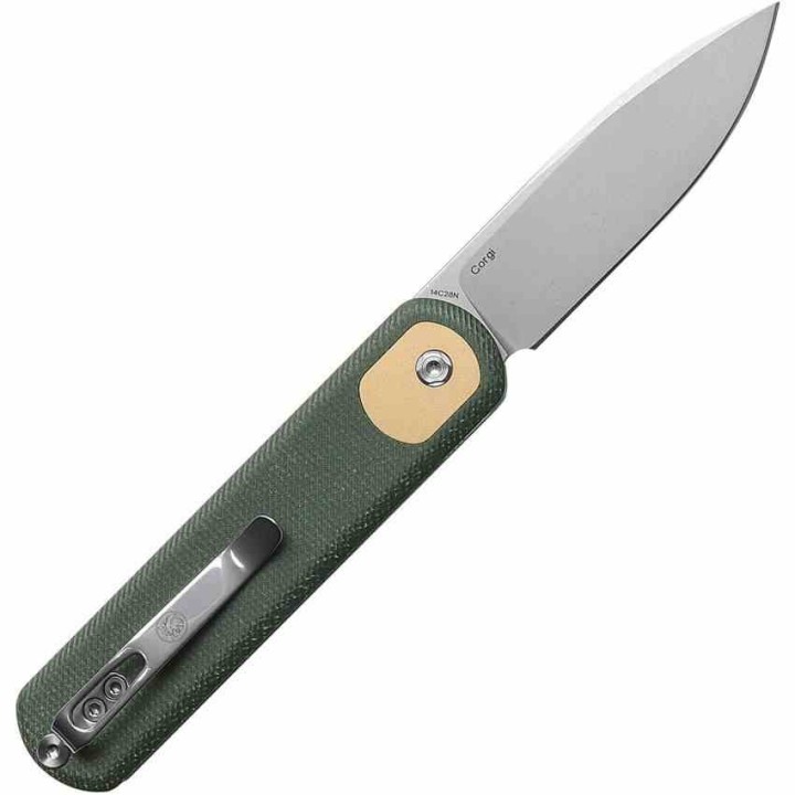 Couteau Vosteed Corgi Green Lame Acier 14C28N Stonewash Manche Micarta IKBS Trek Lock Clip VOSCGSVM3 - Livraison Gratuite