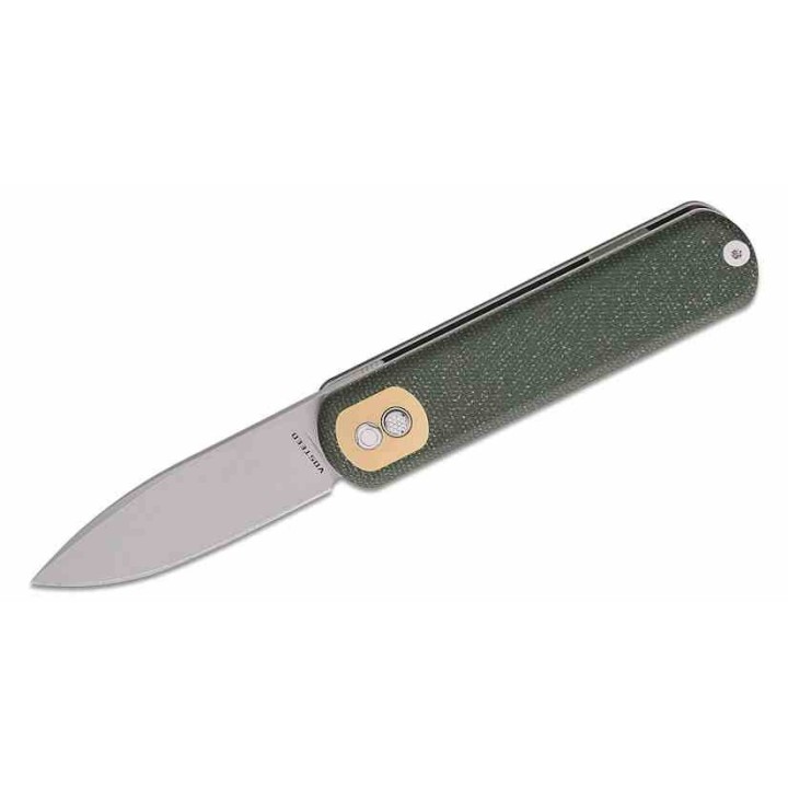 Couteau Vosteed Corgi Green Lame Acier 14C28N Stonewash Manche Micarta IKBS Trek Lock Clip VOSCGSVM3 - Livraison Gratuite