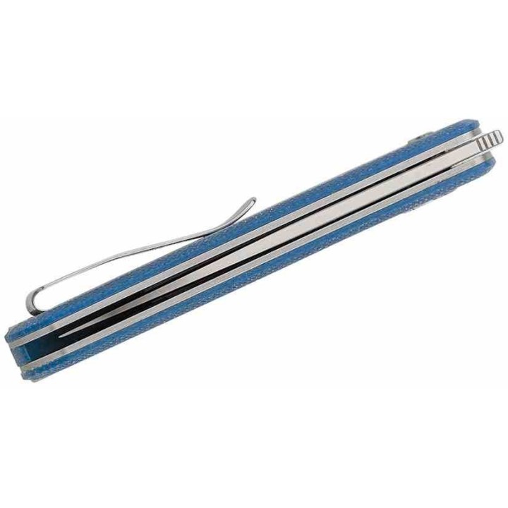 Couteau Vosteed Corgi Blue Lame Acier 14C28N Stonewash Manche Micarta IKBS Trek Lock Clip VOSCGVTML - Livraison Gratuite
