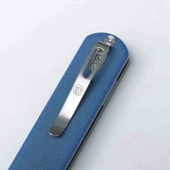 Couteau Vosteed Corgi Blue Lame Acier 14C28N Stonewash Manche Micarta IKBS Trek Lock Clip VOSCGVTML - Livraison Gratuite