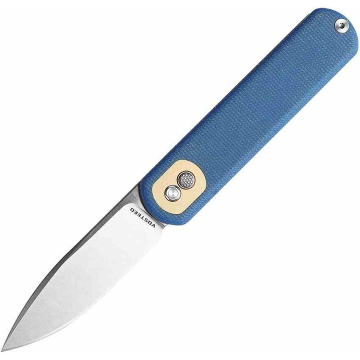 Couteau Vosteed Corgi Blue Lame Acier 14C28N Stonewash Manche Micarta IKBS Trek Lock Clip VOSCGVTML - Livraison Gratuite