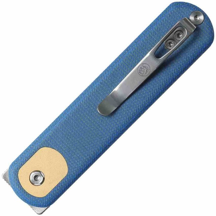 Couteau Vosteed Corgi Blue Lame Acier 14C28N Stonewash Manche Micarta IKBS Trek Lock Clip VOSCGVTML - Livraison Gratuite