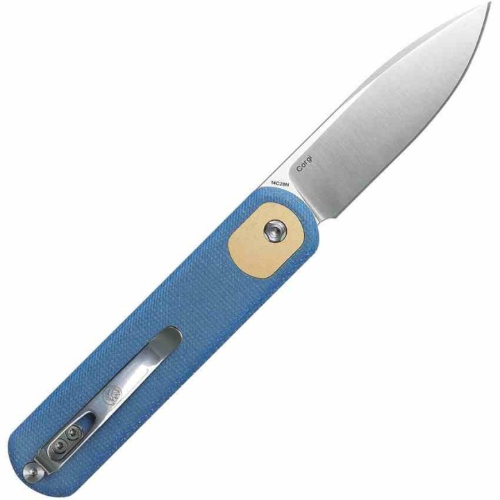 Couteau Vosteed Corgi Blue Lame Acier 14C28N Stonewash Manche Micarta IKBS Trek Lock Clip VOSCGVTML - Livraison Gratuite