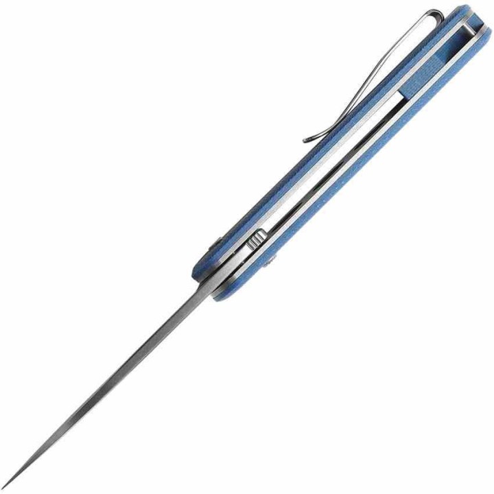 Couteau Vosteed Corgi Blue Lame Acier 14C28N Stonewash Manche Micarta IKBS Trek Lock Clip VOSCGVTML - Livraison Gratuite