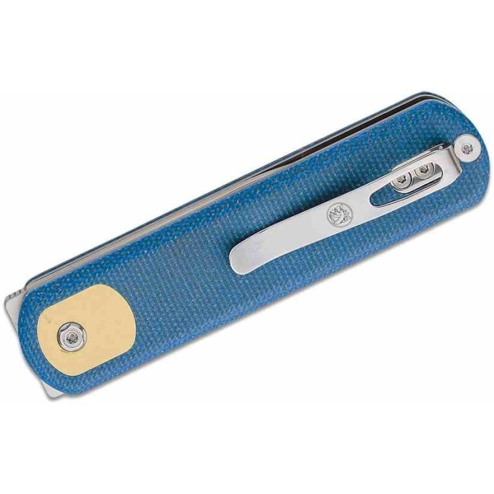 Couteau Vosteed Corgi Blue Lame Acier 14C28N Stonewash Manche Micarta IKBS Trek Lock Clip VOSCGVTML - Livraison Gratuite