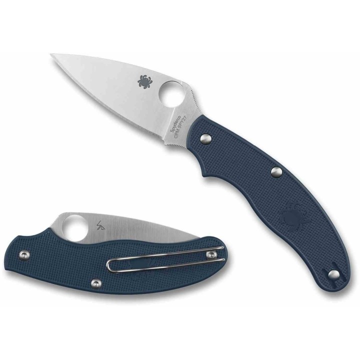 Couteau Spyderco UK Penknife Lame Acier CPM-SPY27 Manche Blue FRN Slipjoint Clip Made USA SC94PCBL - Livraison Gratuite