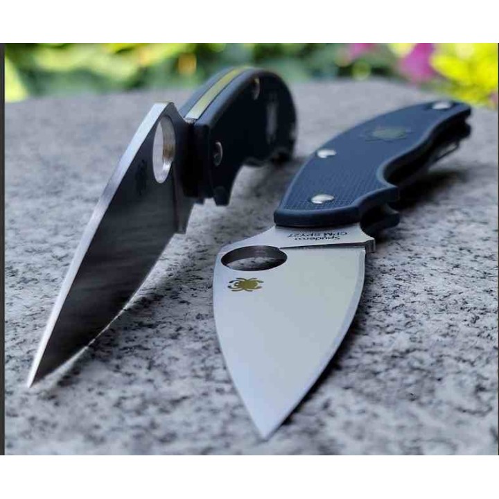 Couteau Spyderco UK Penknife Lame Acier CPM-SPY27 Manche Blue FRN Slipjoint Clip Made USA SC94PCBL - Livraison Gratuite