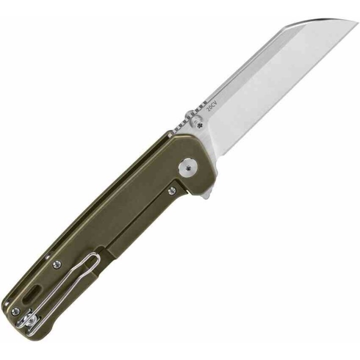 Couteau QSP Penguin Plus Bronze Lame Acier CPM-20CV Manche Titane IKBS Framelock Clip QS130XLB2 - Livraison Gratuite