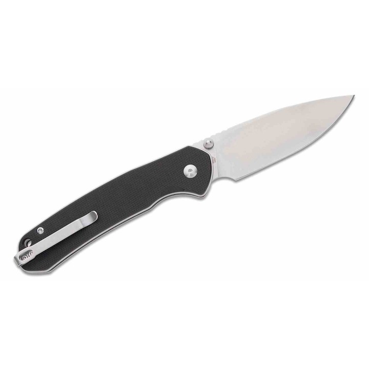 Couteau CJRB Large Pyrite Black Lame Acier AR-RPM9 Manche G10 IKBS Button Lock J1925LBK - Livraison Gratuite