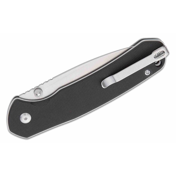 Couteau CJRB Large Pyrite Black Lame Acier AR-RPM9 Manche G10 IKBS Button Lock J1925LBK - Livraison Gratuite