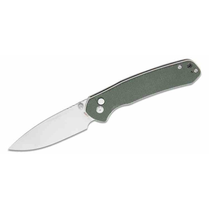 Couteau CJRB Large Pyrite Od Green Lame Acier AR-RPM9 Manche Micarta IKBS Button Lock J1925LODG - Livraison Gratuite