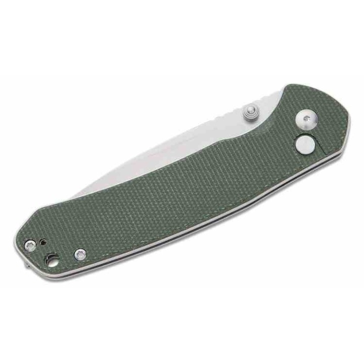 Couteau CJRB Large Pyrite Od Green Lame Acier AR-RPM9 Manche Micarta IKBS Button Lock J1925LODG - Livraison Gratuite