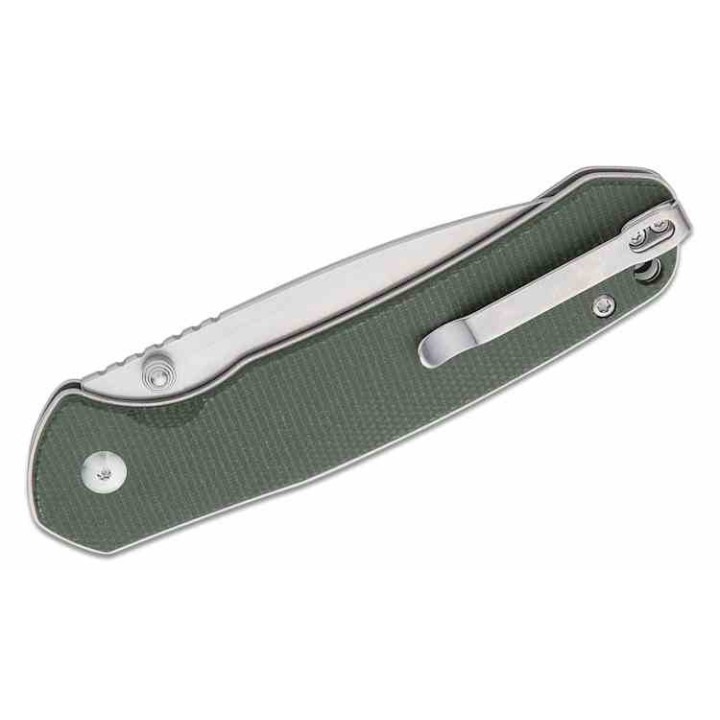 Couteau CJRB Large Pyrite Od Green Lame Acier AR-RPM9 Manche Micarta IKBS Button Lock J1925LODG - Livraison Gratuite