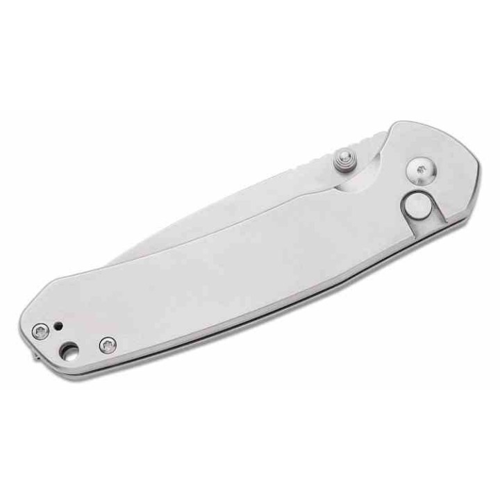 Couteau CJRB Large Pyrite Steel Lame Acier AR-RPM9 Manche Steel IKBS Button Lock J1925LST - Livraison Gratuite