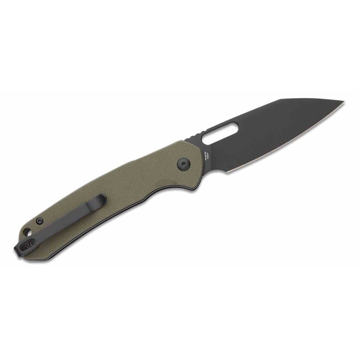 Couteau CJRB Pyrite Wharncliffe Od Green Lame Acier AR-RPM9 Black Manche G10 Button Lock IKBS J1925ABGN - Livraison Gratuite