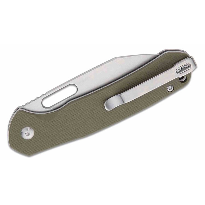 Couteau CJRB Pyrite Wharncliffe Od Green Lame Acier AR-RPM9 SW Manche G10 Button Lock IKBS Clip J1925AGN - Livraison Gratuite