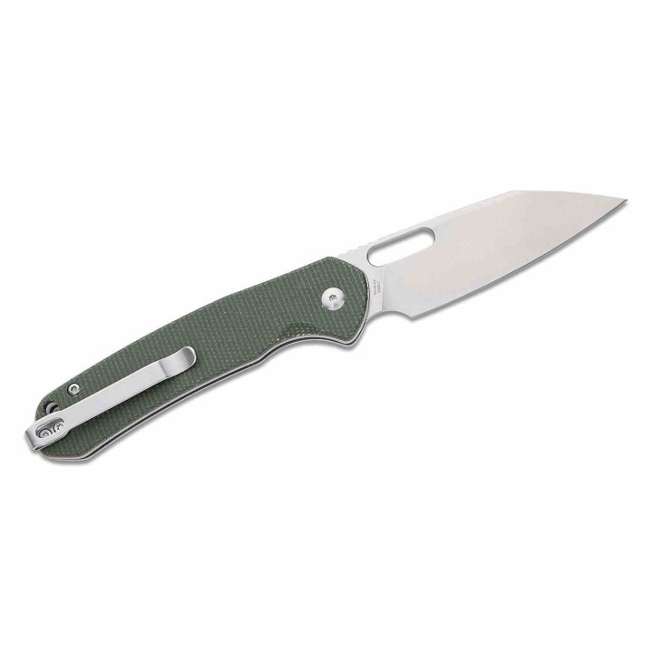 Couteau CJRB Pyrite Wharncliffe Od Green Lame Acier AR-RPM9 Manche Micarta Button Lock IKBS Clip J1925AMGN - Livraison Gratuite