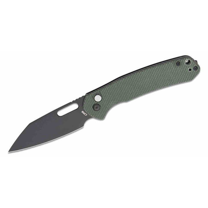 Couteau CJRB Pyrite Wharncliffe Od Green Lame Acier AR-RPM9 Black Manche Micarta Button Lock J1925ABMGN - Livraison Gratuite