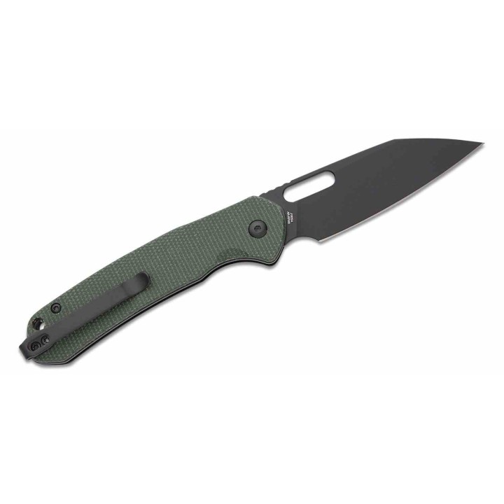 Couteau CJRB Pyrite Wharncliffe Od Green Lame Acier AR-RPM9 Black Manche Micarta Button Lock J1925ABMGN - Livraison Gratuite