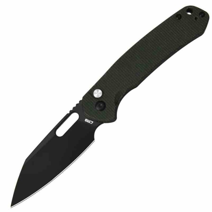 Couteau CJRB Pyrite Wharncliffe Od Green Lame Acier AR-RPM9 Black Manche Micarta Button Lock J1925ABMGN - Livraison Gratuite