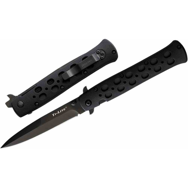 Couteau Cold Steel Ti-Lite Black Lame Acier AUS-8 Manche Zy-Ex Black Liner Lock Clip CS26SPBKBK - Livraison Gratuite