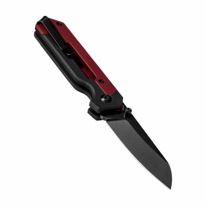 Couteau Kizer Hyper Button Lock Red/Black Lame Acier S35VN Drop Point Manche Aluminum IKBS Clip KI3632A2 - Livraison Gratuite