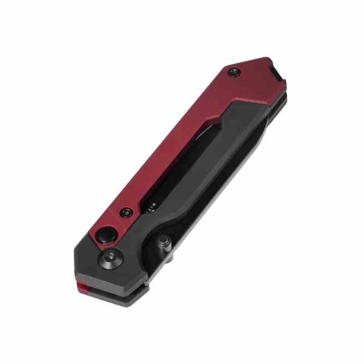 Couteau Kizer Hyper Button Lock Red/Black Lame Acier S35VN Drop Point Manche Aluminum IKBS Clip KI3632A2 - Livraison Gratuite