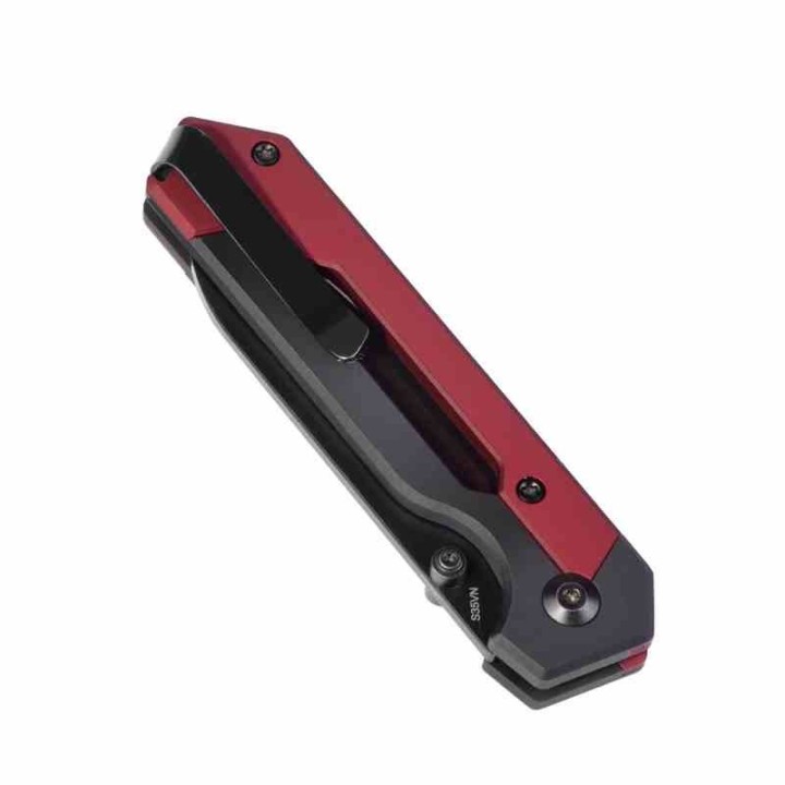 Couteau Kizer Hyper Button Lock Red/Black Lame Acier S35VN Drop Point Manche Aluminum IKBS Clip KI3632A2 - Livraison Gratuite