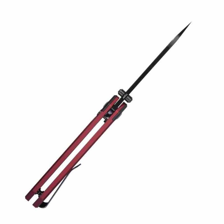 Couteau Kizer Hyper Button Lock Red/Black Lame Acier S35VN Drop Point Manche Aluminum IKBS Clip KI3632A2 - Livraison Gratuite