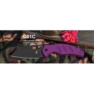 Couteau Kizer Sheepdog C01C Purple Lame Acier 154CM Manche Aluminium Clutch Lock Clip KIV4488AC1 - Livraison Gratuite